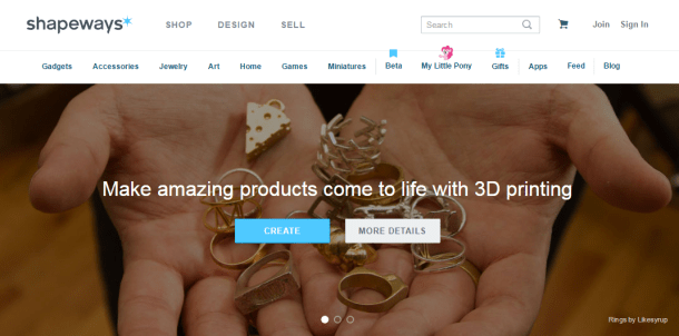 Shapeways-homepage